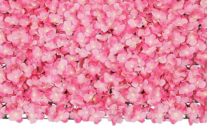 Flower Wall Panel Set, Artificial Wall Flower Backdrop,Artificial Flower Wall Mat Silk Rose Flower Panels,Hydrangea Rose Floral Panel for Party Wedding (20PCS Pink), LZ-290906