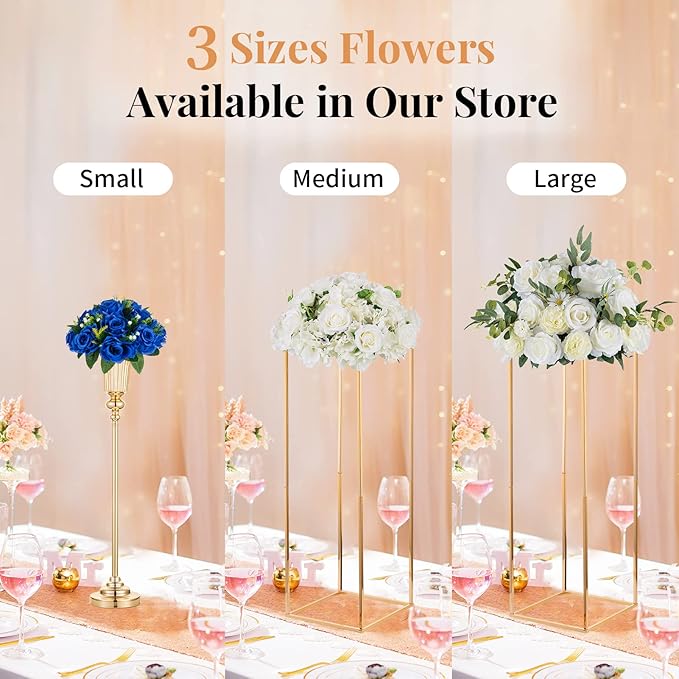 NUPTIO Flower Balls for Wedding Centerpieces - 2 Pcs 9.5 inch Diameter Fake Flower Ball Arrangement Bouquet Party Centerpieces for Tables - Royal Blue Rose Bouquet Centerpiece Flowers for Table