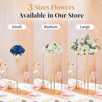 NUPTIO Flower Balls for Wedding Centerpieces - 2 Pcs 9.5 inch Diameter Fake Flower Ball Arrangement Bouquet Party Centerpieces for Tables - Royal Blue Rose Bouquet Centerpiece Flowers for Table