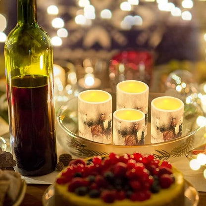 Vintage Running Horse Outdoor Waterproof LED Candles Battery Operated Set of 4 with Timer Remote Colour Changing Pillar Candles for Fall Halloween Decor