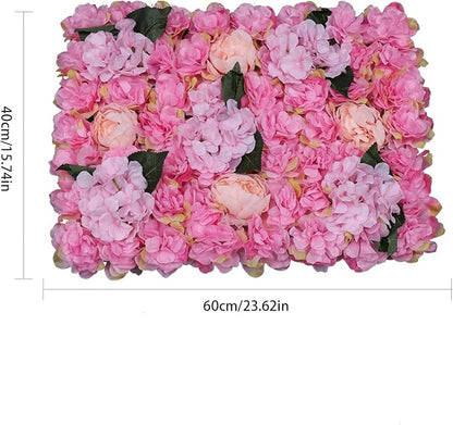 15.74"x 23.62" Artificial Flower Wall Panels,Flower Wall Mat Silk Flower Panels for Outdoor Garden Backyard Fence Fence Privacy Screen and Indoor Wall Decor (6Pcs Pink)