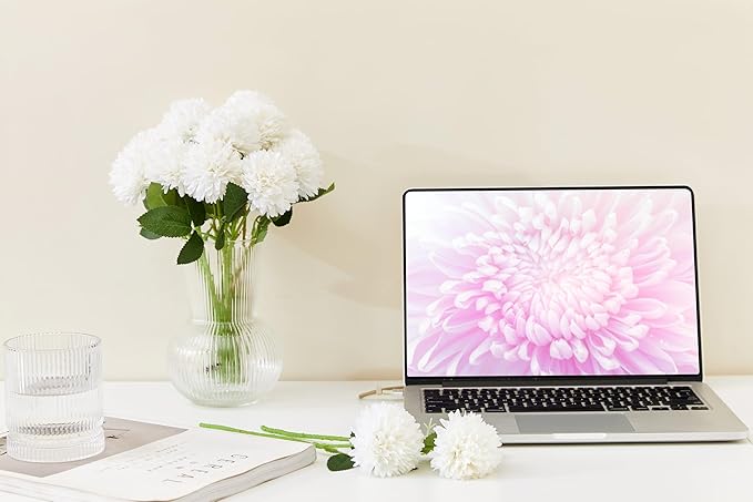 SITUMEIZI 12 Pcs White Artificial Chrysanthemums Flowers Ball Flower Fake Mums Silk for Wedding Home Kitchen Decoration Floral Arrangement