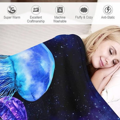 Jellyfish Gifts for Girls & Women - Soft, Warm & Cozy Fleece Throw Blanket for Kids & Adults - 40"x50"