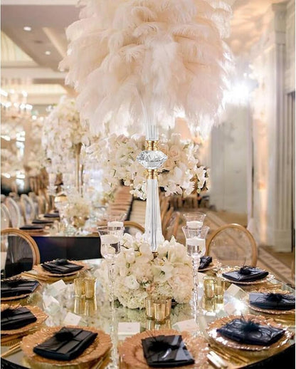 VIJIV Tall Crystal Acrylic Flower Vases for Centerpieces, 23.6" Large Clear Decorative Trumpet Vases, Wedding Flower Stand with Ribbed, Table/Floor Vase for Bridal Showers & Dining Room, Home Décor