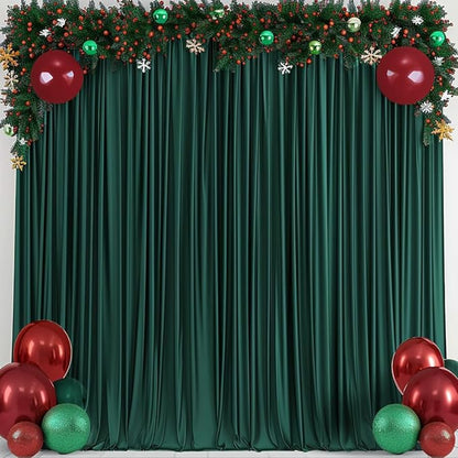30x10ft Wrinkle Free Hunter Green Backdrop Curtain for Parties Soft Fabric Drapes Wedding Dark Green Curtain Backdrop for Birthday Party Decorations Background for Photography 5x10ft,6 Panels
