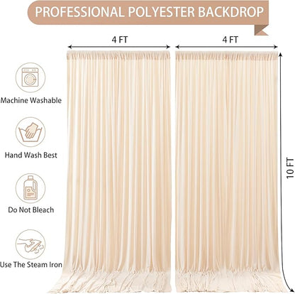 Deep Champagne Backdrop Curtain 2 Panels-Wrinkle-Free Curtains Polyester Photography Drapes for Baby Shower Birthday Party Photo Background Backdrop Stand- 8 X10FT (Champagne)