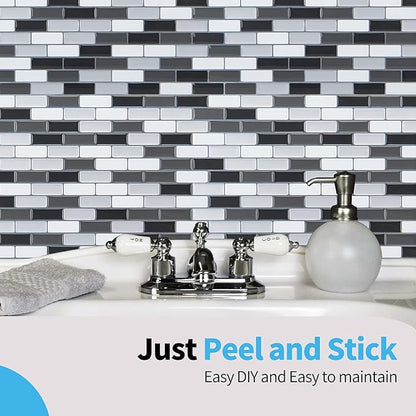 Art3d 6-Sheet (Pack Of 6) Wall Panel Marble, Black/White