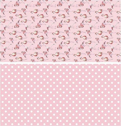 WRAPAHOLIC Reversible Flamingo Wrapping Paper - Mini Roll - 17 Inch X 33 Feet - Pink Flamingo Birthday Wrapping Paper Tropical Hawaii Design for Birthday, Holiday, Wedding, Baby Shower