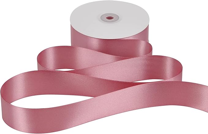 MEEDEE Mauve Rosy Satin Ribbon 1-1/2 Inch Rose Pink Ribbon Lux Double Faced Satin Ribbons by 50 Yards Pink Polyester Satin Ribbons for Crafts, Weddings, Flower Bouquet, Holiday Decorating