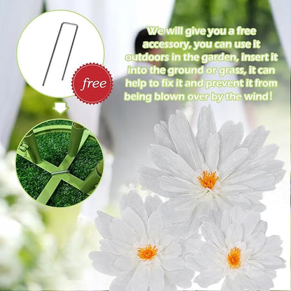 Giant Artificial Daisy Flowers for Decoration - Big Artificial Fake Daisy Large Crepe Paper Flowers for Home Decor Garden Hotel Office Photography Props Wedding Art Gallery Shop Window Display(White)
