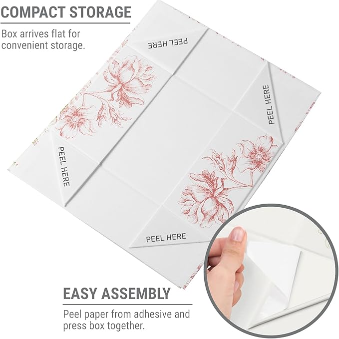 Luxury Keepsake Gift Box | Pink Floral Decorative Boxes with Magnetic Lids for Presents, Wedding Memory Box, and Bridal Gifts. 11.5" x 7.5" x 3.5"