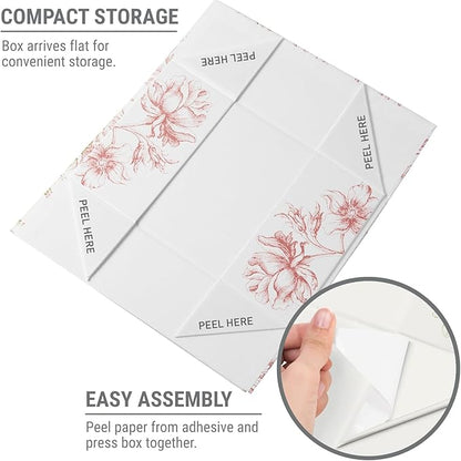 Luxury Keepsake Gift Box | Pink Floral Decorative Boxes with Magnetic Lids for Presents, Wedding Memory Box, and Bridal Gifts. 11.5" x 7.5" x 3.5"