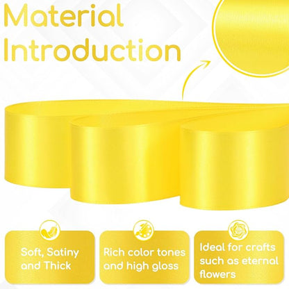 Yellow Satin Ribbon 1-1/2 Inch 30 Yards, Yellow Ribbon for Gift Wrapping, Flower Bouquet, Crafts, Baby Shower, Christmas, Easter and Bow Making