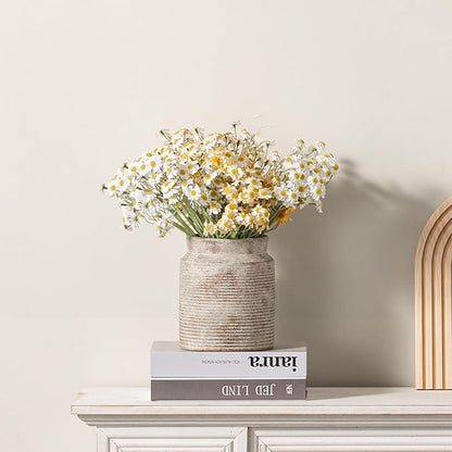 Ceramic Flower Vase 6.5 inch Farmhouse Rustic Vase for Home Decor Handcrafted Pottery Vase Small Terracotta Vases for Dining Table Decor Fireplace Living Room Bathroom Wedding Centerpiece(M-Terra)