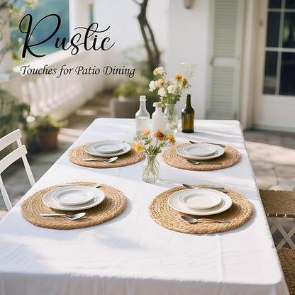13 Inch Woven Placemats Set of 24, Rustic Round Placemat for Dining Table, Boho Jute Chargers for Dinner Plates, Christmas Farmhouse Holiday Decor, Water Hyacinth Wicker Rattan Braided Place Mats