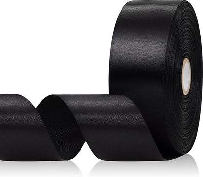 Black Ribbon 1-1/2 Inch x 60 Yards, Black Satin Ribbon for Crafts, Gift Wrapping, Flower Bouquet, Birthday, Wedding and Festival Decor