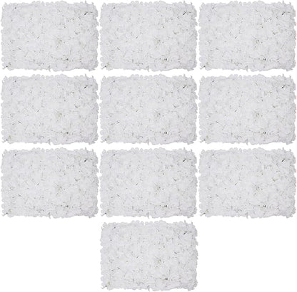 16"x 24" Artificial Flower Wall Panels,Flower Wall Mat Silk Flower Panels for Outdoor Garden Backyard Fence Fence Privacy Screen and Indoor Wall Decor(10Pcs White,Style 3)