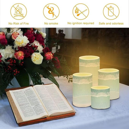 Flameless Flickering Candles with Remote Set of 2, Beach Light Blue, Color Changing Battery Operated LED Candles with Timer for Home Indoor Coastal Decoration