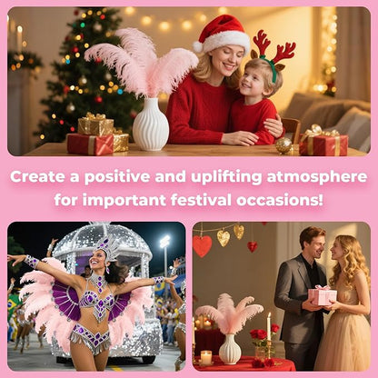 Piokio 20pcs Natural Light Pink Ostrich Feathers 10-12 inch (25-30cm) Bulk Feathers for Home Decoration and DIY Clothing and DIY Clothes Decoration, Gatsby Decorations