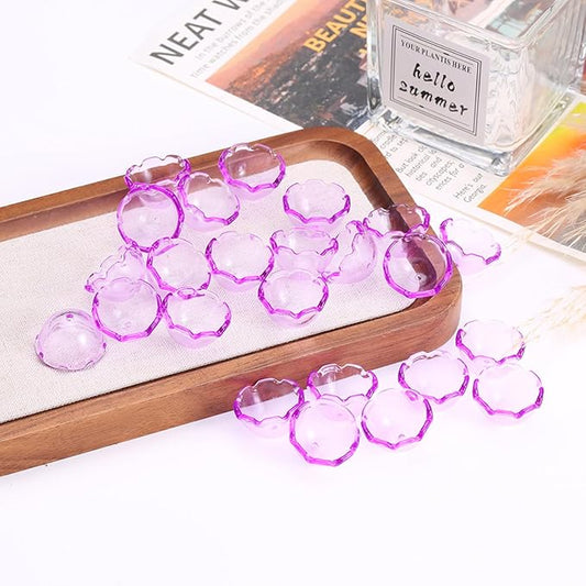 80Pcs Acrylic Clear Flower Bead Caps for Jewelry Making, Transparent Bell Charms, Semi-Round Floral Beads Bulk with Wavy Edge, Jellyfish Beads for Wind Chimes DIY Craft Key Chains-13 * 22mm