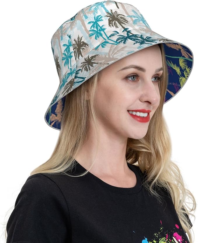 Bucket Hat Beach Summer Sun Hat Reversible Fisherman Hats Double Sided Wearing for Women Men Boys Girls