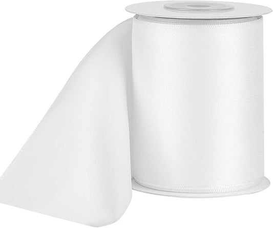 LIUYAXI White Double Face Satin Ribbon,3" X Continuous 10 Yards,Ribbons Perfect for Chair Sash Wedding Bouquet Sewing Party Decoration Bows Making