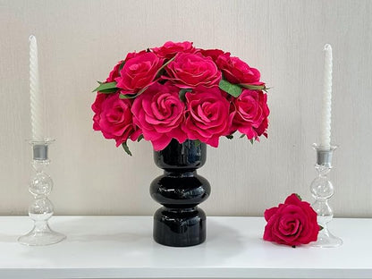 20 pcs 4'' Rose Red Faux Flowers Magenta Pink Brushed Silk Rose Set for DIY Bouquet Wedding Arrangements Artificial Flower Wall Mirror Decor Baby Shower Home Decor Table Centerpieces