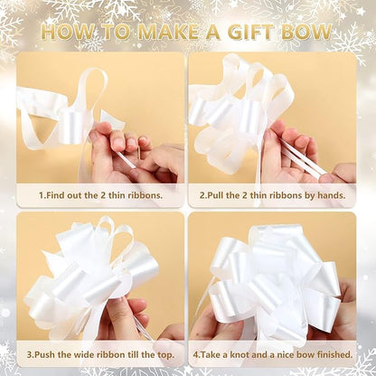 GWHOLE 30 Pcs 5'' White Pull Bows for Gift Wrap Gift Bow Wedding Birthday Party Decor