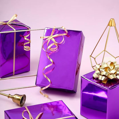RUSPEPA Purple Metallic Wrapping Paper - Solid Color Paper Perfect for Halloween, Birthday, Christmas, Baby Shower - 17 Inches X 32.8 Feet