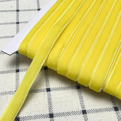 Chenkou Craft Yellow 25 Yards 3/8" Velvet Ribbon Lots Bulk (Yellow, 3/8"(10mm))