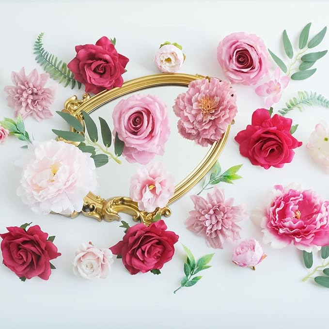 Artificial Flowers Pink Bouquets Box Set for DIY Bridal Wedding Shower Decorations Fake Floral Arrangements for Party Centerpieces Baby Shower Home Decor