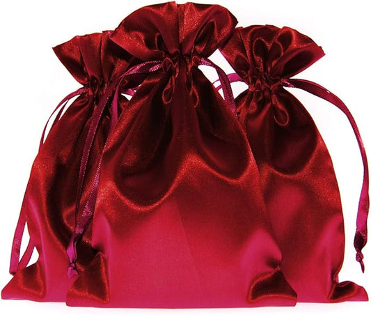 3" x 4" Wine Satin Gift Bags, Jewelry Bags, Wedding Favor Silky Drawstring Baby Shower Christmas 50 per Pack