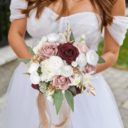 IPOPU Ranunculus Artificial Flowers 2 Bouquets Small White Flowers 12PCS Faux Ranunculus Flowers White for Vase Filler Bouquet Wedding Decor Bridal Shower Floral Filler Flowers Centerpieces (White)