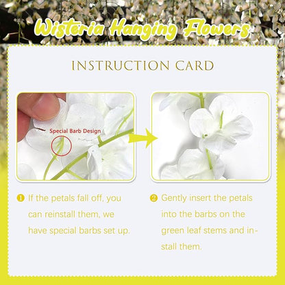 36 Pack Yellow Wisteria Hanging Flowers, 3.44 Ft Fake Hanging Flowers, Artificial Wisteria Garland Vines for Wedding Room Backdrop Outdoor Patio Garden Decoration