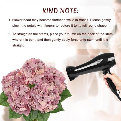 Hollyone Pink Purple Hydrangea Artificial Flowers Large Artificial Hydrangeas Silk Flowers for Home Decor Indoor Wedding Flowers Bouquets Faux Flowers Kitchen Centerpiece Table Decorations