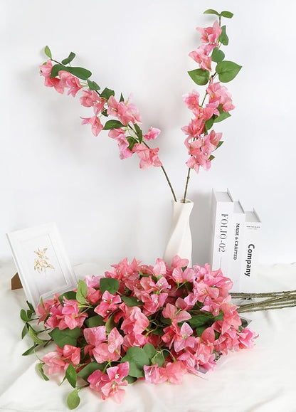12pcs Silk Bougainvillea Artificial Flowers 31.5" Fake Bougainvillea Stems Glabra Climbing Faux Bougainvillea Flower Tree Branches for Home Garden Decor Wedding Table Centerpieces (Pink)