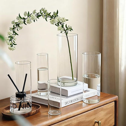 Cylinder Glass Bud Vases Set of 60 Clear Flower Vase for Centerpieces Shelf, Modern Small Vases for Living Room Bedroom Office Home, Decor for Wedding House Warming Party
