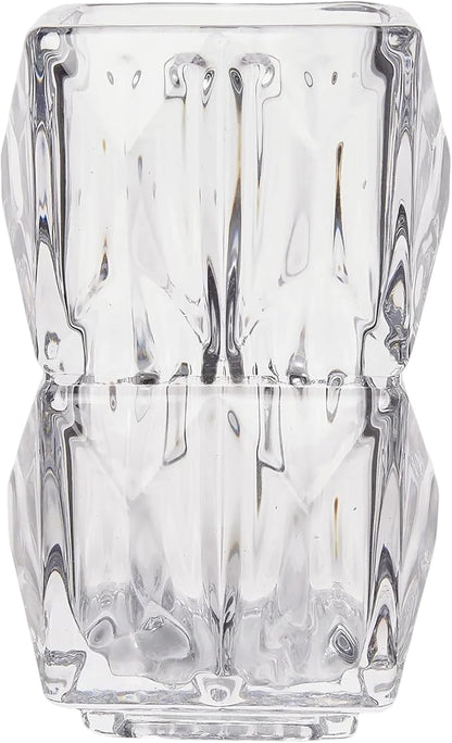 VECELO Crystal Glass Vase - Textured Clear Flower Vase for Fresh Flowers & Hydroponic Plants, Modern Decorative Centerpiece for Dining Table, Coffee Table & Home Décor, 7.28 Inches