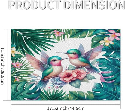 PVC Placemats Set of 4 Summer Palm Leaf Bird Wipeable Table Mats Washable Heat Resistant Non Slip Vinyl Dining Table Mat for Kithen Indoor Outdoor Patio Farmhouse Place Mats Decorative