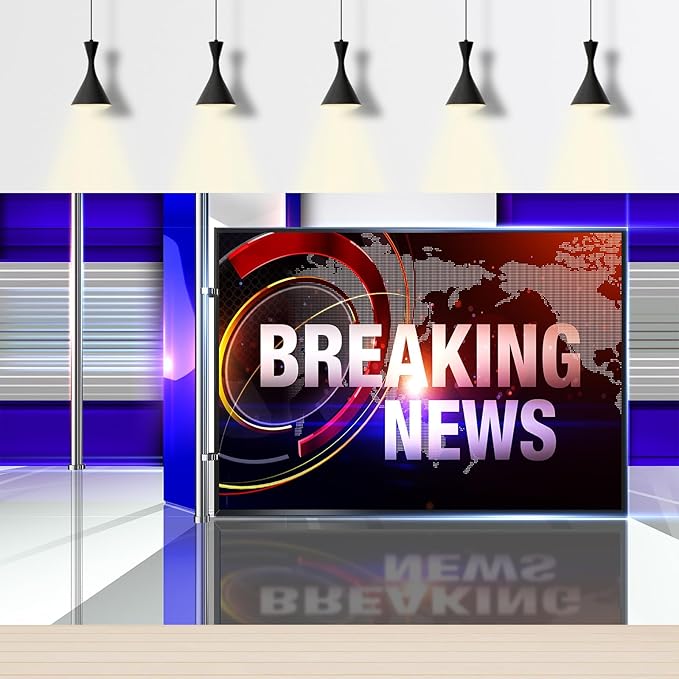 News Broadcast Hall Backdrop Studio TV Breaking News Background News Room Broadcasting Photography Background Program Record News Report Business Newsman Backdrop Kids Portrait Photo Props 15x8ft