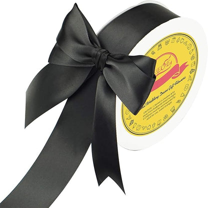 Double Face Black Satin Ribbon 1-1/2 inch X 50 Yards Polyester Black Ribbon for Gift Wrapping Weddings Party Hair Bow Invitation Decorations and More