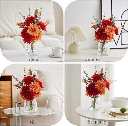 Artificial Flowers Combo Red Flowers Mix Silk Flowers tassel flower, fake flowers for Wedding Bridal Bouquets, Floral Arrangement, Table Centerpieces. Fake Plastic Flowers Bulk Vase Decoration
