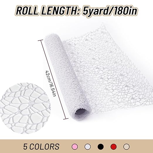 42cm*5Yards Papel Coreano para Flores, White Korean Wrapping Paper, Pearl Mesh Floral Wrapping Paper(Pure White)