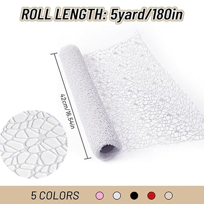 42cm*5Yards Papel Coreano para Flores, White Korean Wrapping Paper, Pearl Mesh Floral Wrapping Paper(Pure White)