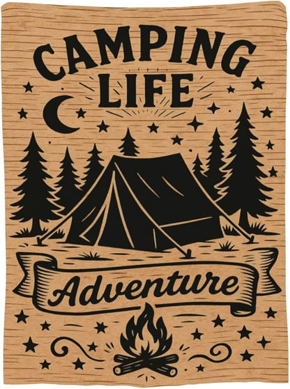 Camping Blanket Camper Throw Blanket Soft Cozy Fleece Fuzzy Stuffed Plush Flannel Gifts for Girls Women Boys Kids Adults 60"X80"