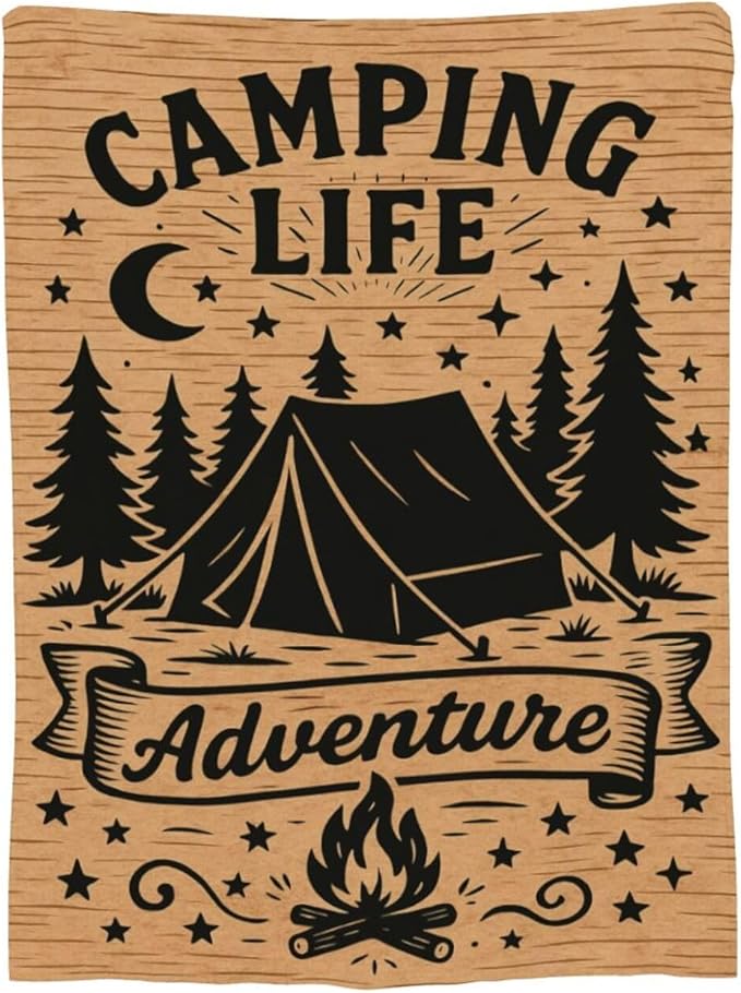Camping Blanket Camper Throw Blanket Soft Cozy Fleece Fuzzy Stuffed Plush Flannel Gifts for Girls Women Boys Kids Adults 50"X60"