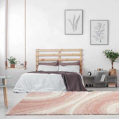 LUXE WEAVERS Lantanas Collection 7070 Pink 5x7 Modern Shag Geometric Area Rug