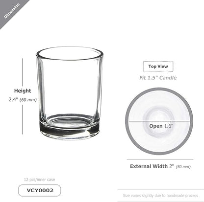 WGV Tea Light Votive Candle Holder 2x2.4, Clear Tiny Utility Cylinder Glass Vase, Small Planter Terrarium for Home Accent Decor, 24 Pieces