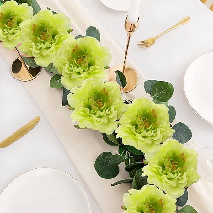 20pcs 5" Artificial Flower Peonies, Silk Peonies with 6" Stems, Flowers Suitable for Wedding Bouquets, Home Party Decoration (Light Green)