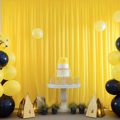 Yellow Backdrop Curtains-Wrinkle-Free Polyester Photography Drapes Party Curtain Background for Baby Shower Wedding Decorations- 16 X10FT (Yellow)